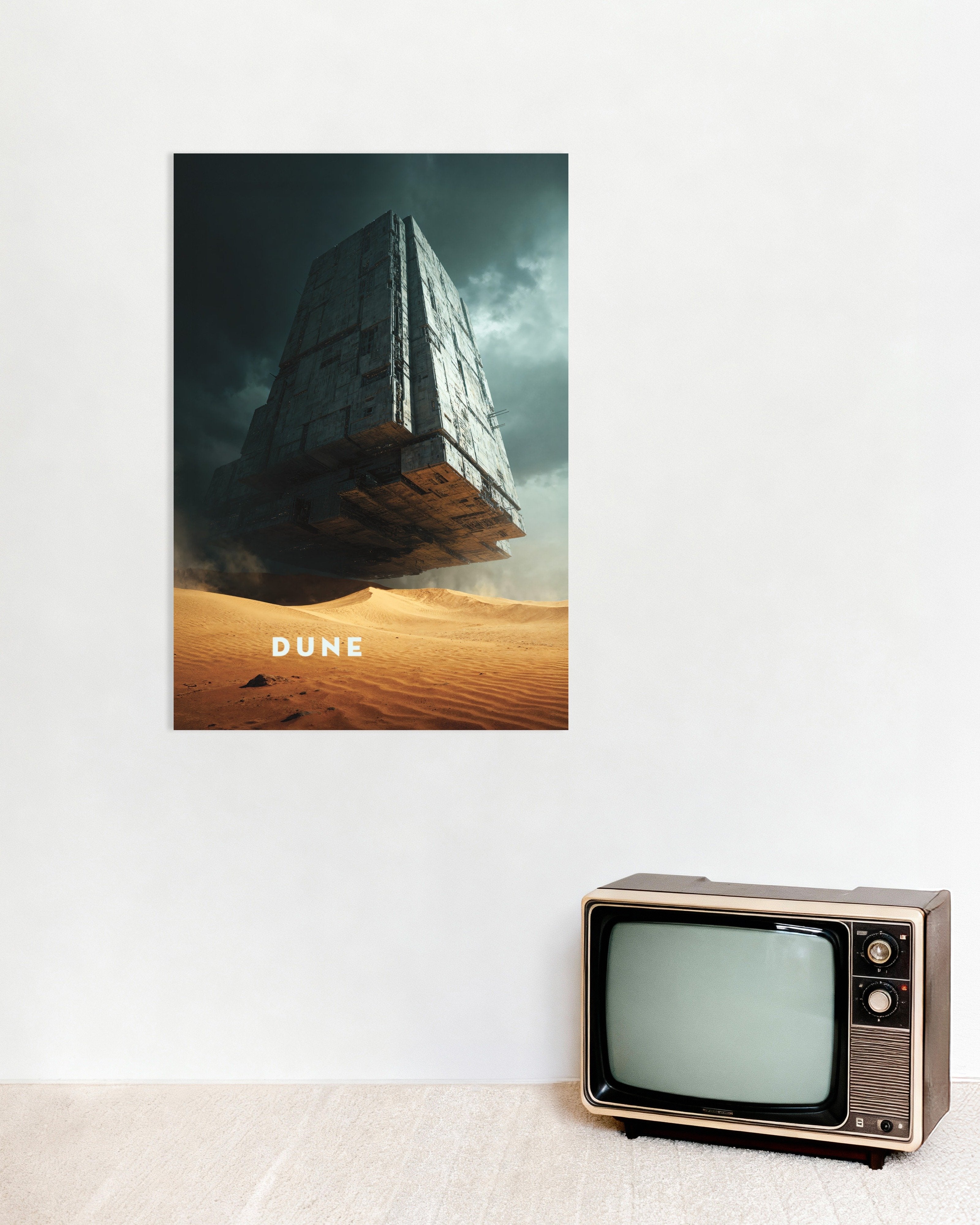 Poster of Floating Megastructure Poster, Sci-Fi Desert Art Print
