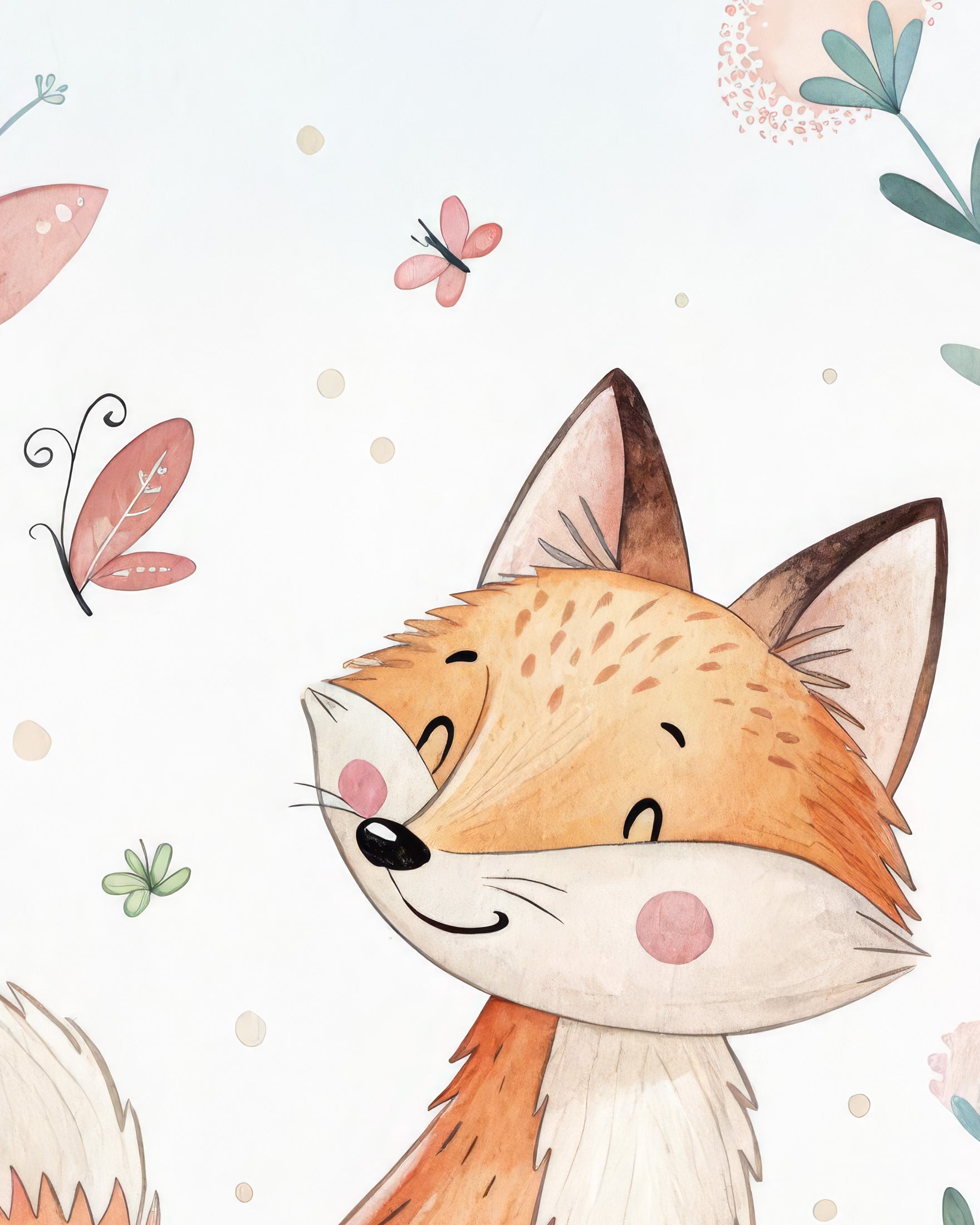 キツネのポスター - 森の子供部屋の壁アート