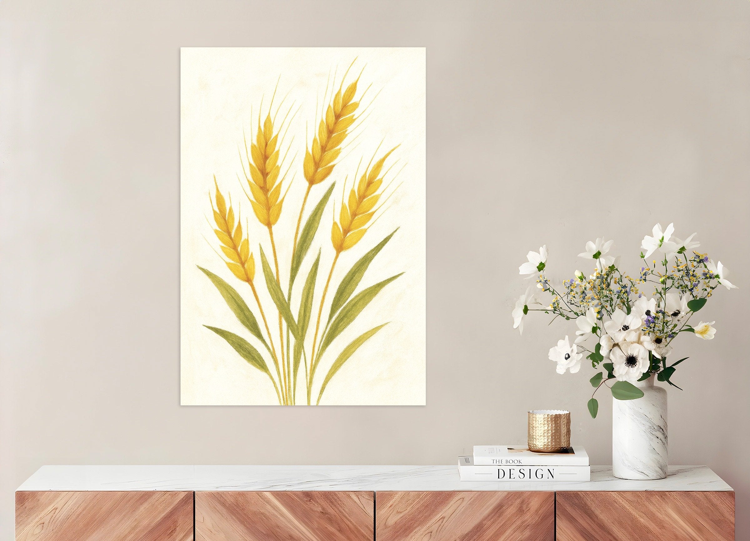 Poster of Golden wheat botanical art print