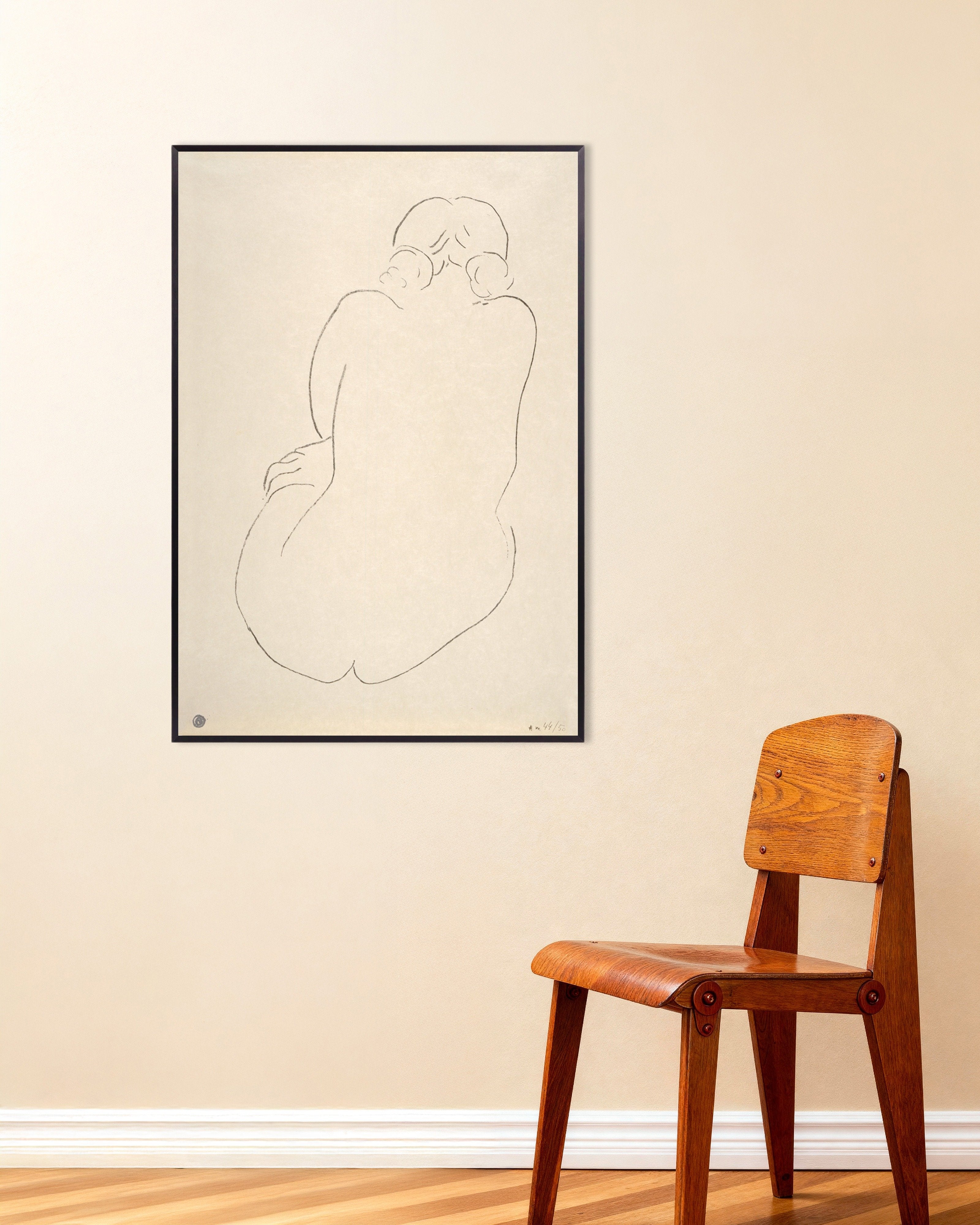 Poster of Henri Matisse Seated nude seen from the behind poster (1913), with metal frame