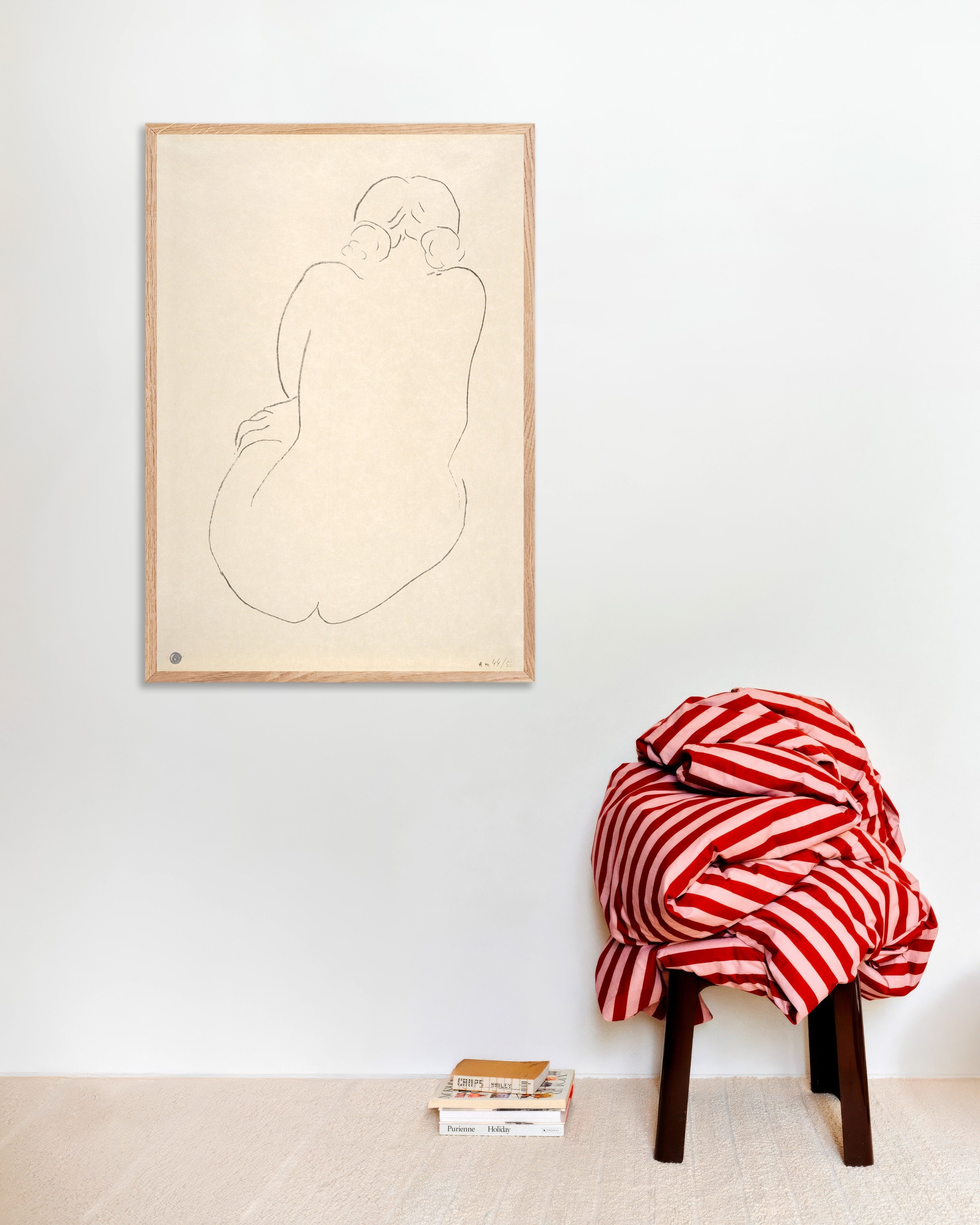 Poster of Henri Matisse Seated nude seen from the behind poster (1913), with natural wooden frame