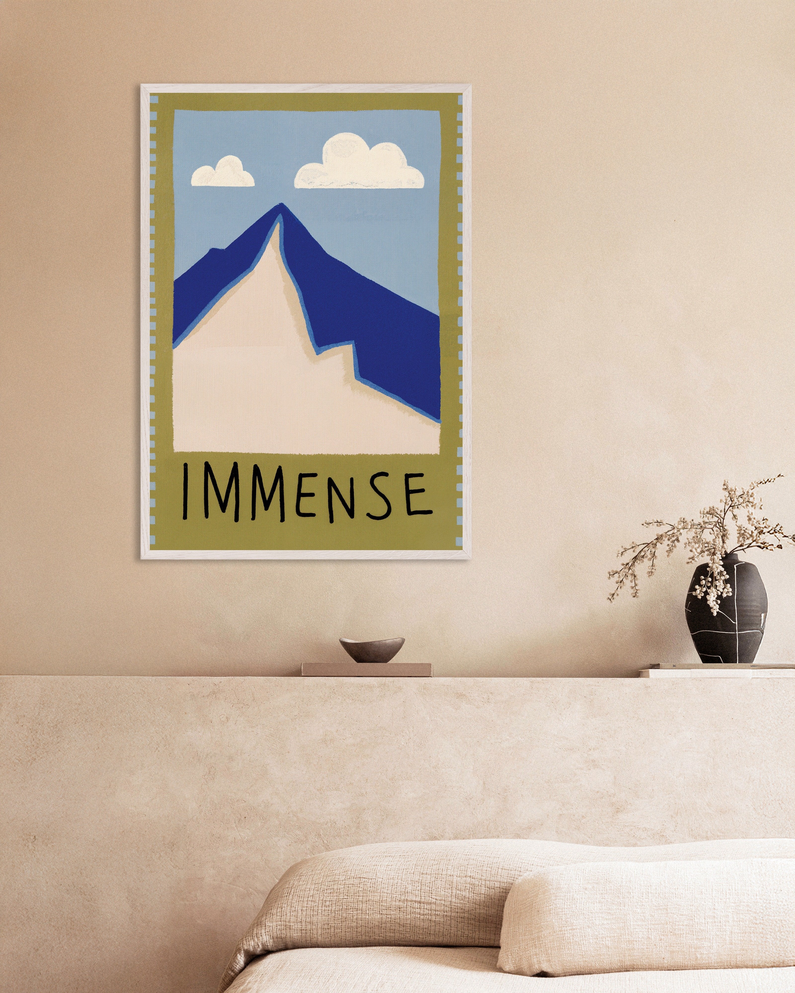 Poster of Immense - Typographic Poster, with white wooden frame