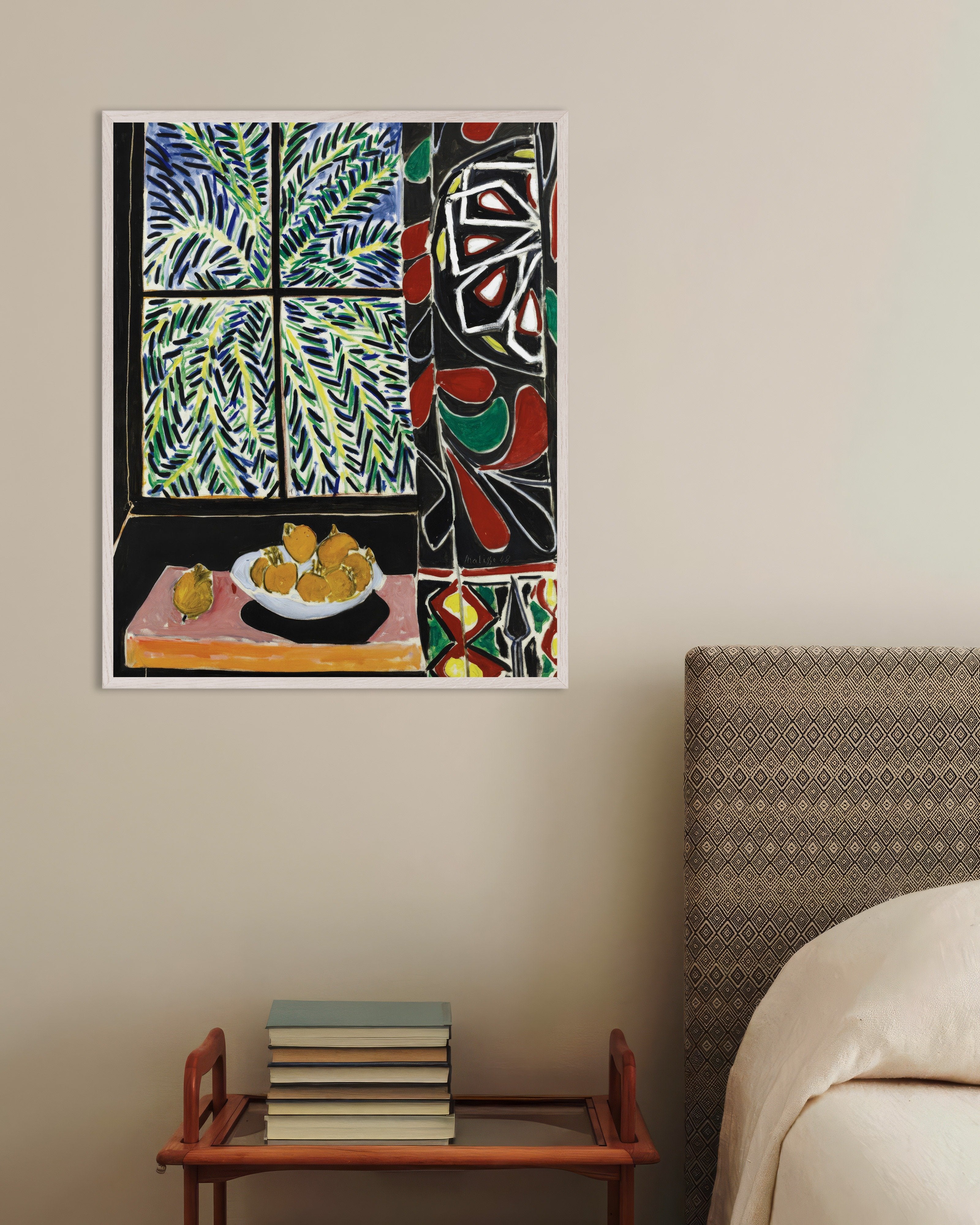 Poster of Interior with Egyptian Curtain (1948) by Henri Matisse - Poster, with white wooden frame