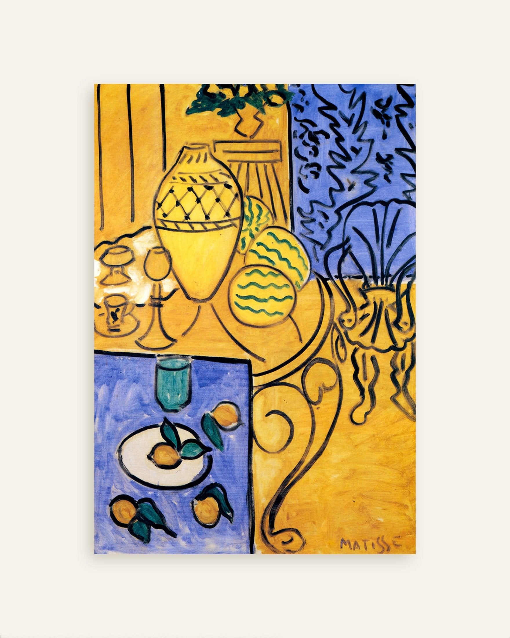 Poster of Interior, yellow & blue (1946) by Henri Matisse, thumbnail