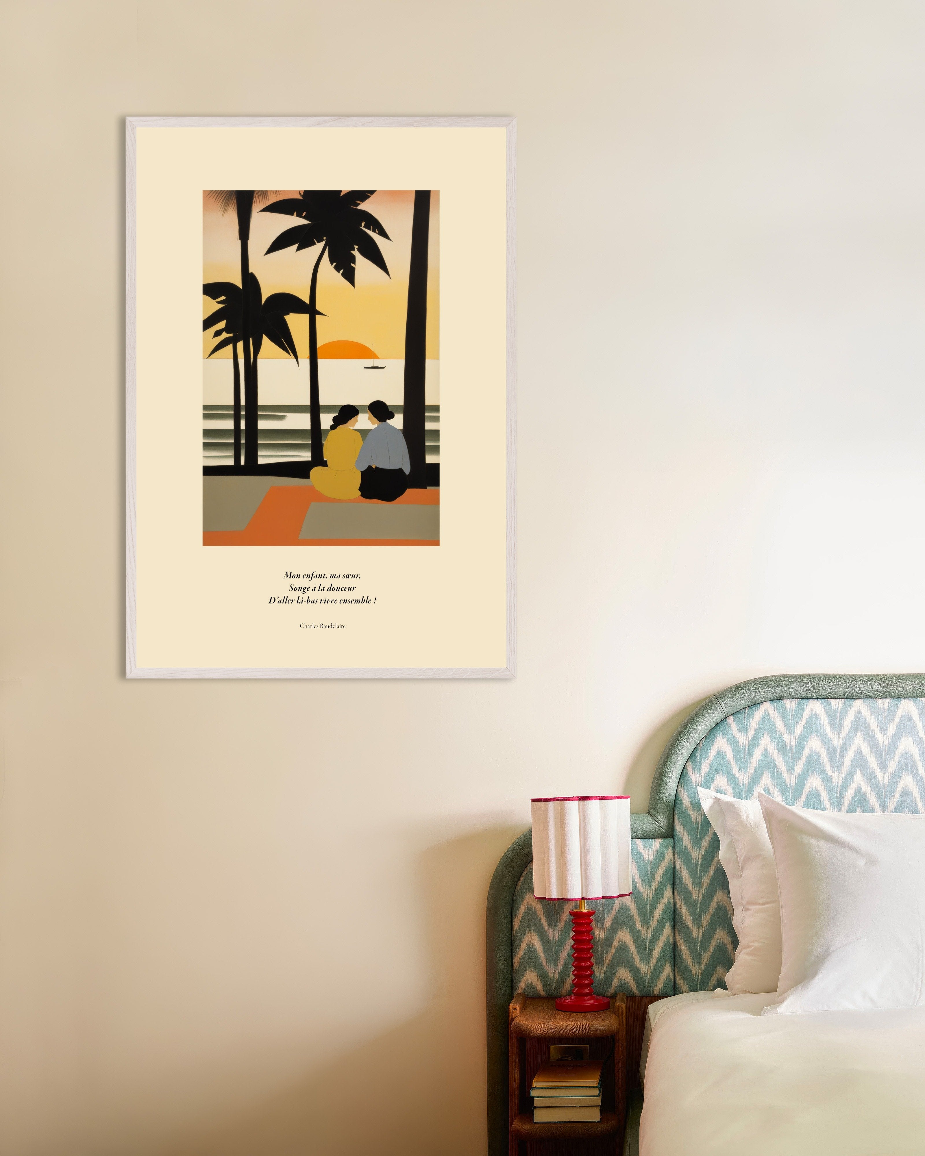 Poster of Invitation to sweetness, Baudelaire - Poster, french, with white wooden frame