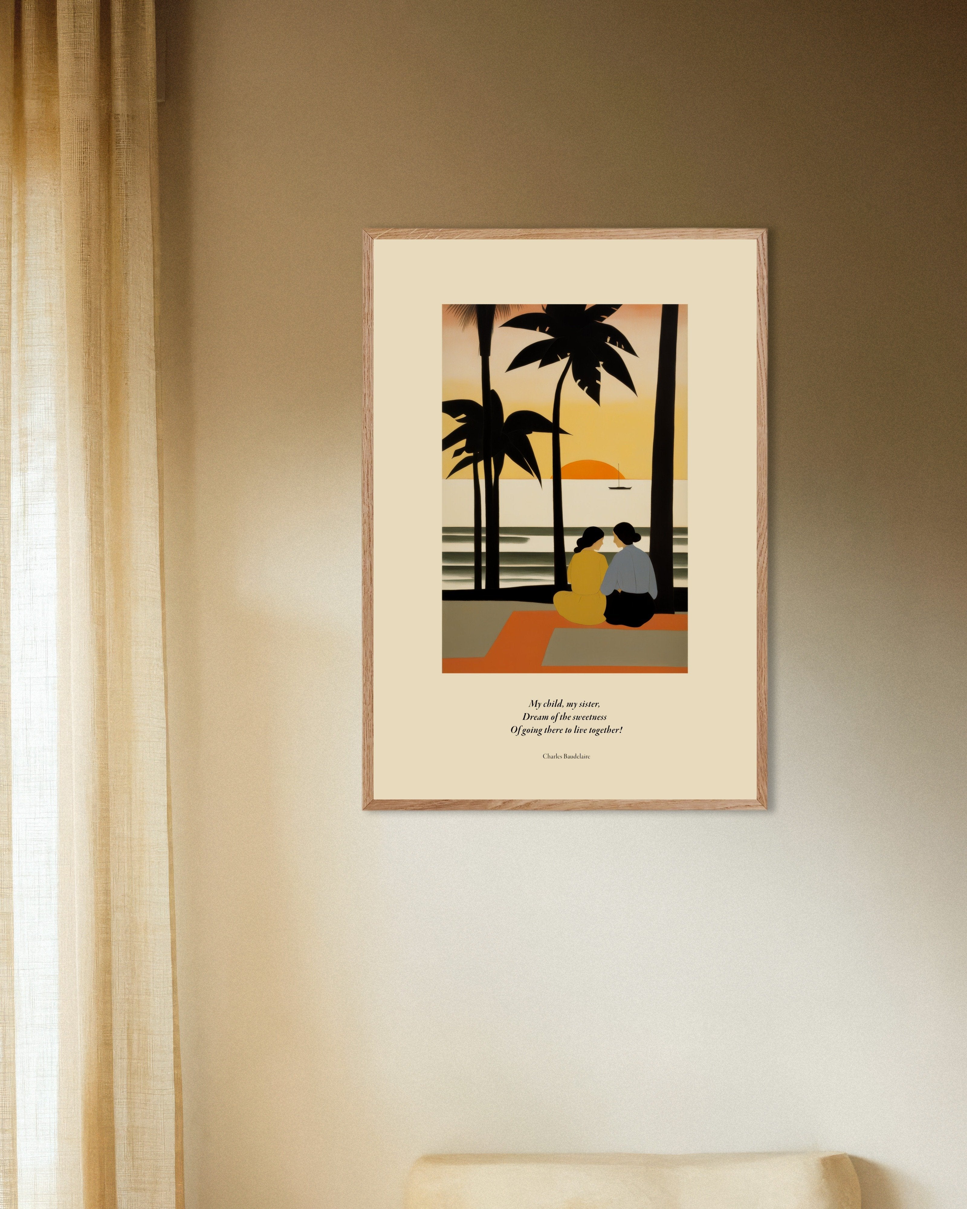 Poster of Invitation to sweetness, Baudelaire - Poster, with natural wooden frame