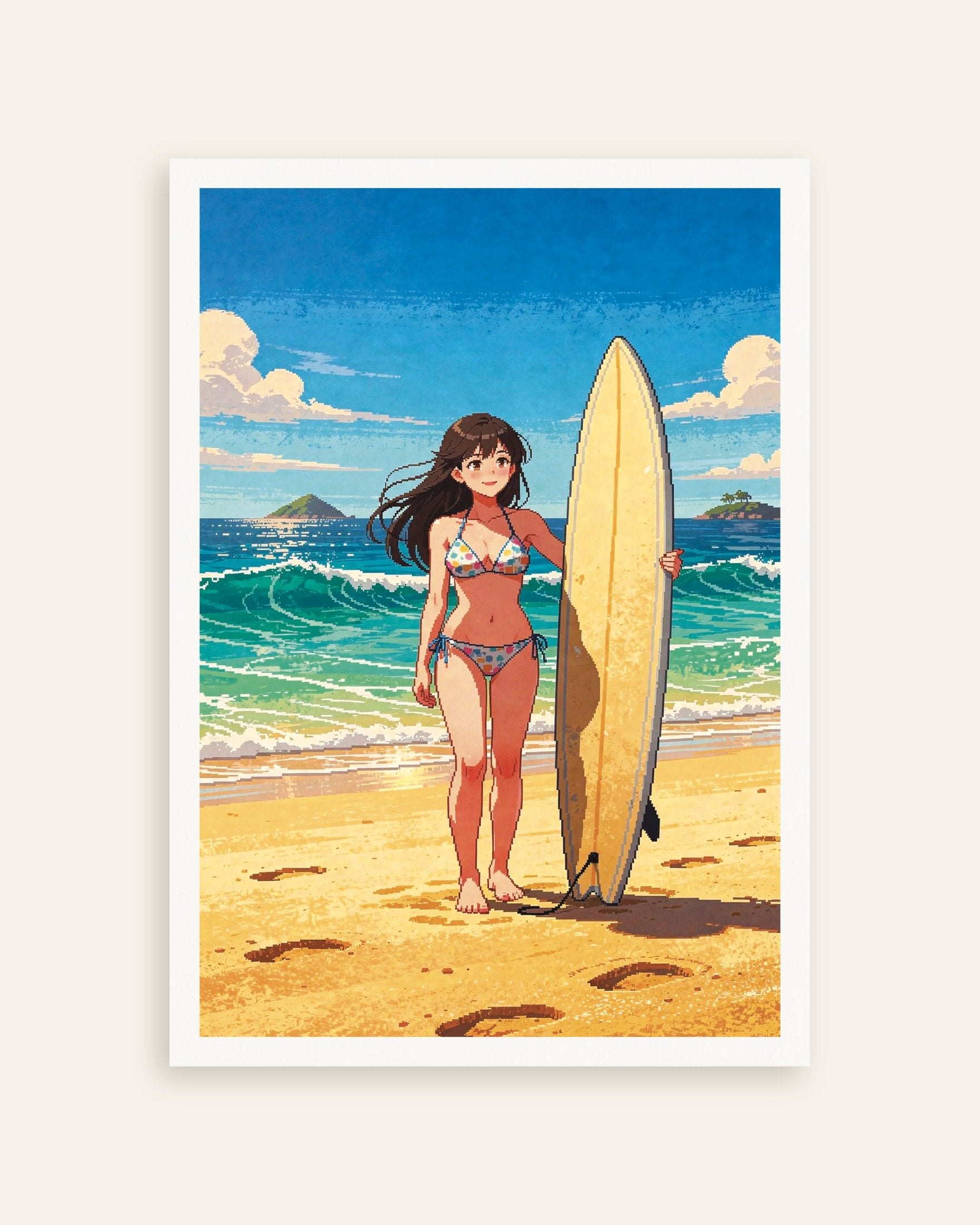 日本のサーファーピクセルアートポスタ | Posterscape.jp