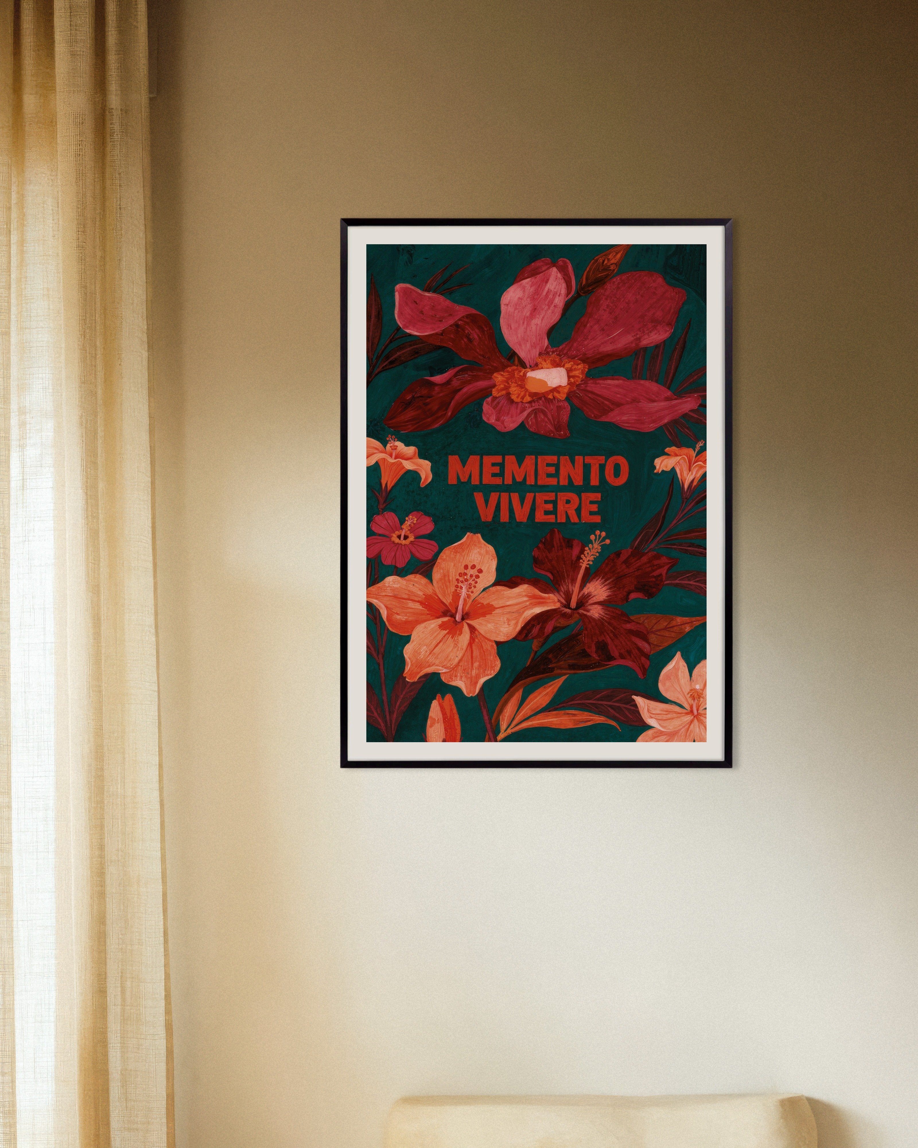 Poster of Memento Vivere Floral Poster, with metal frame
