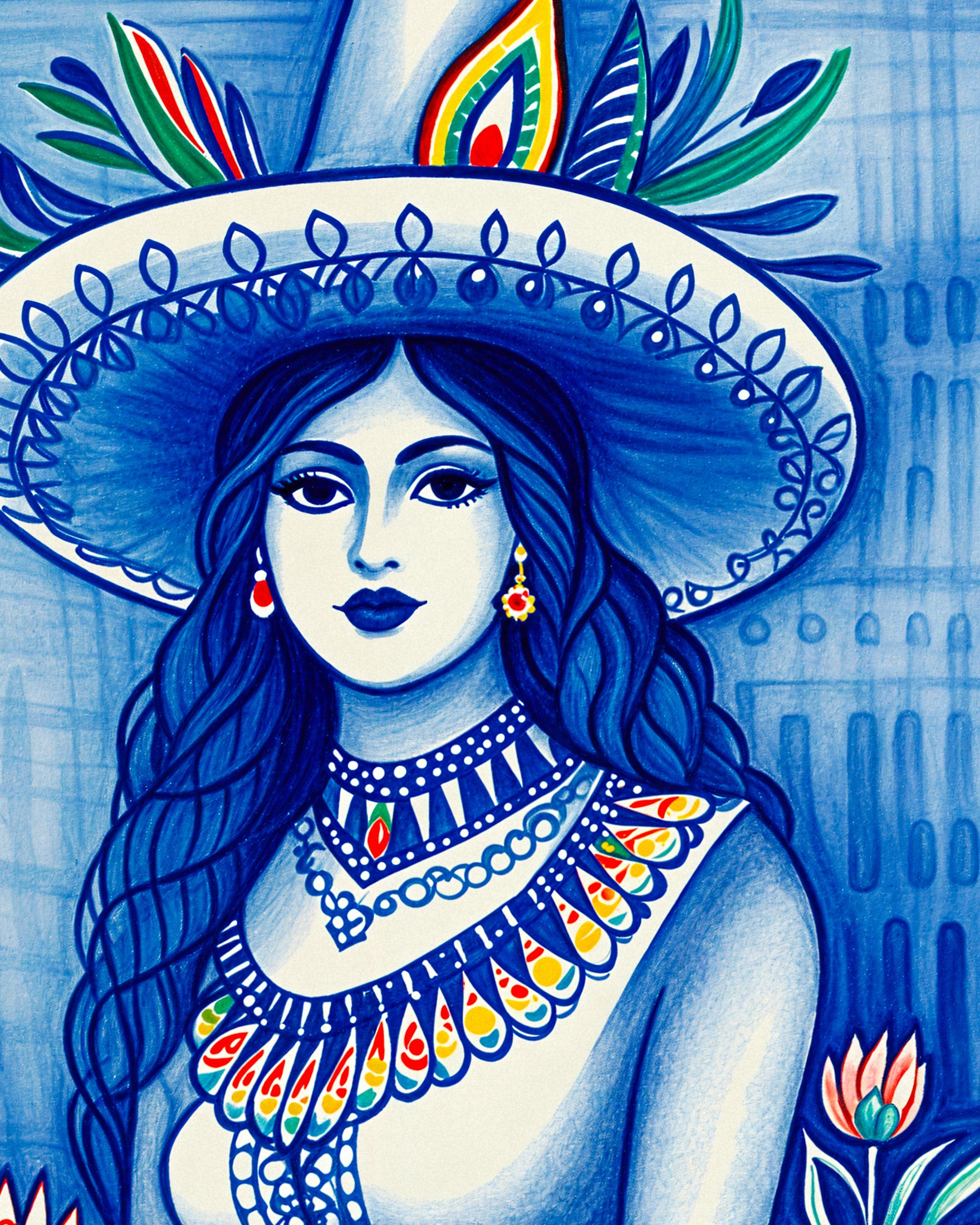 メキシコのアート、民俗学、女性の肖像 - ポスター