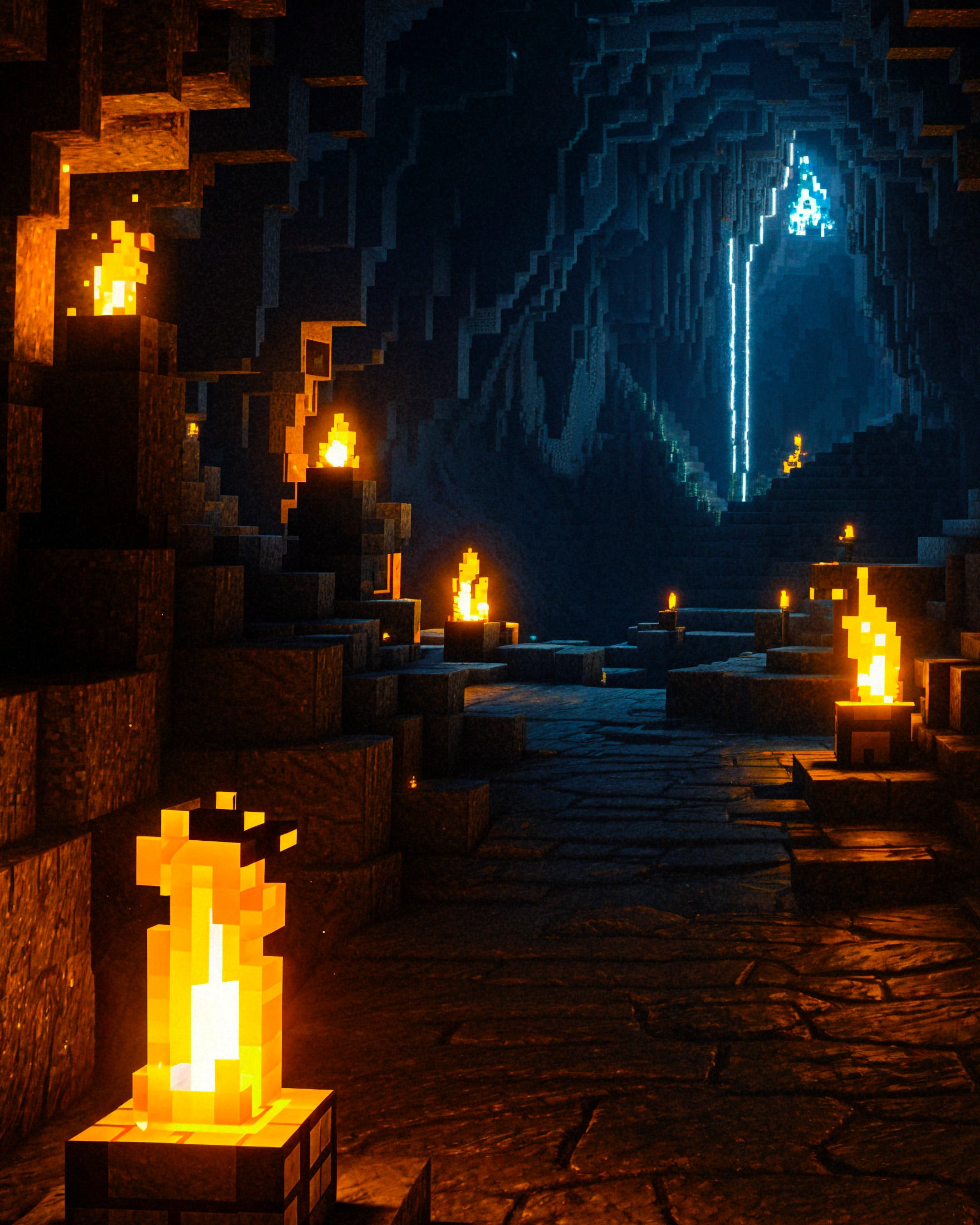マインクラフト、神秘的な洞窟 - ポスター