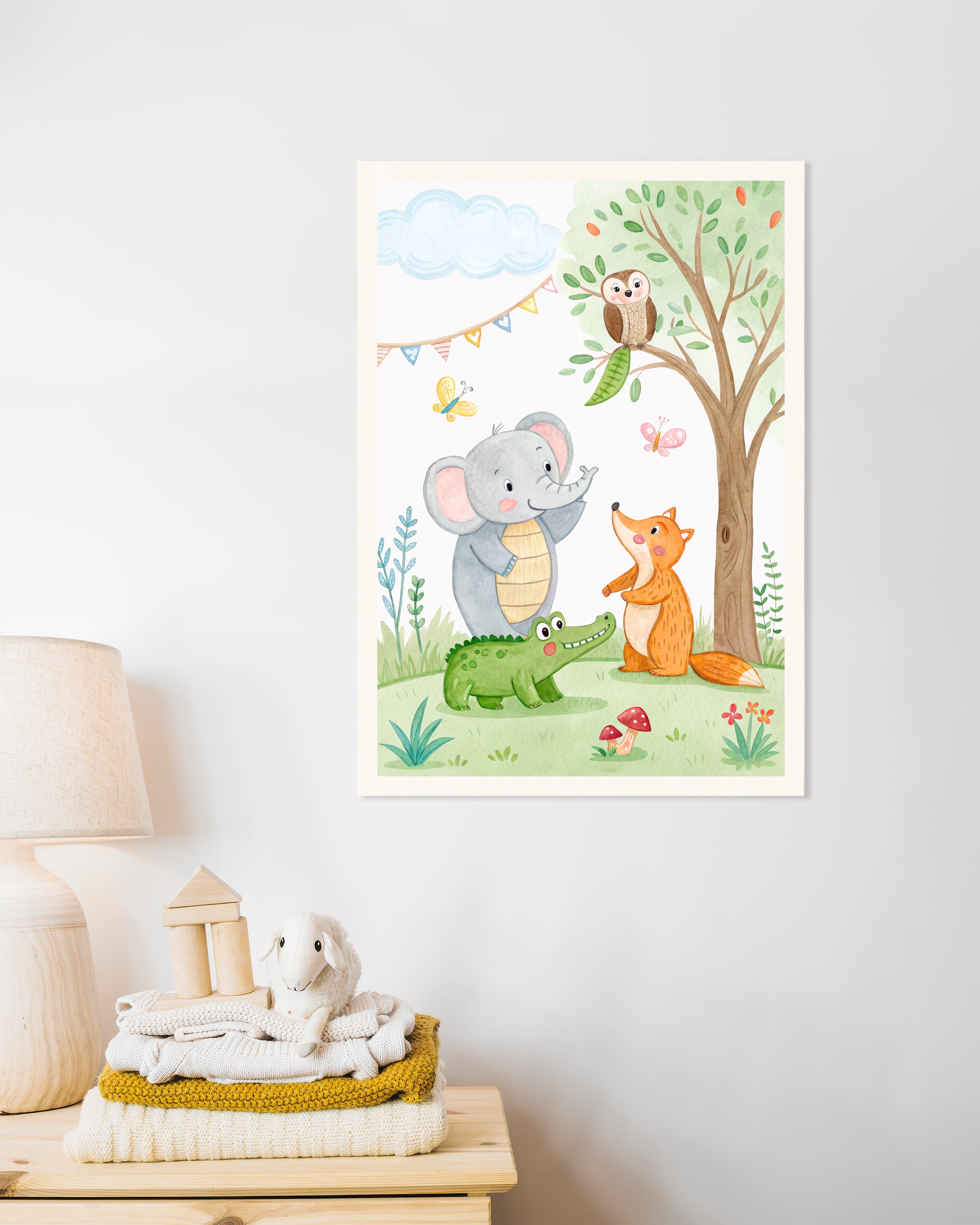 Poster of Nursery Birthday Poster - Wall Art Decor with cute animals