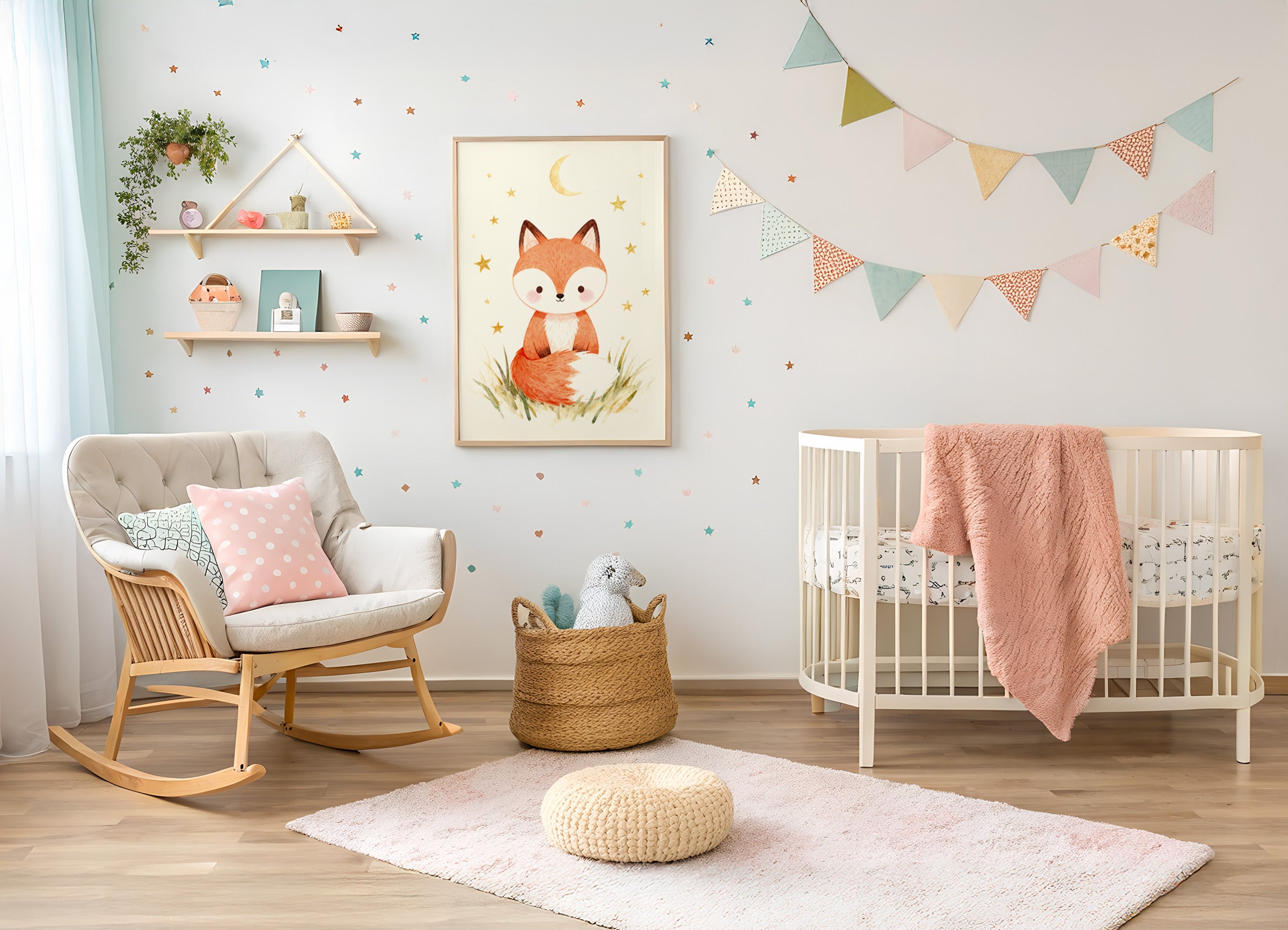 キツネのポスター - 森の子供部屋の壁アート