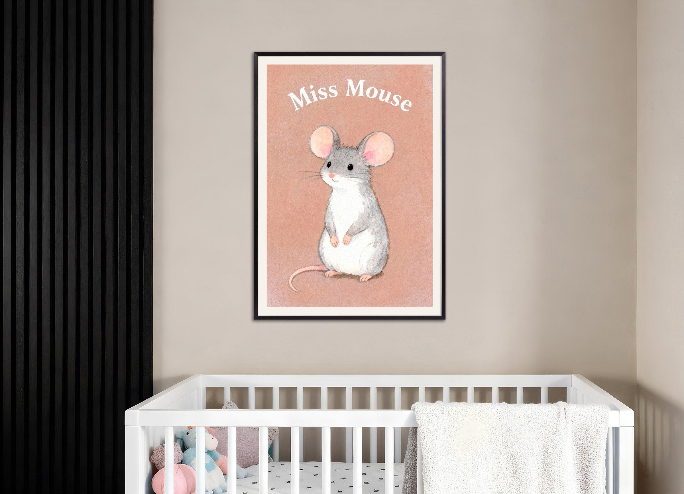 Poster of Nursery mouse wall art – Adorable small animal, with metal frame