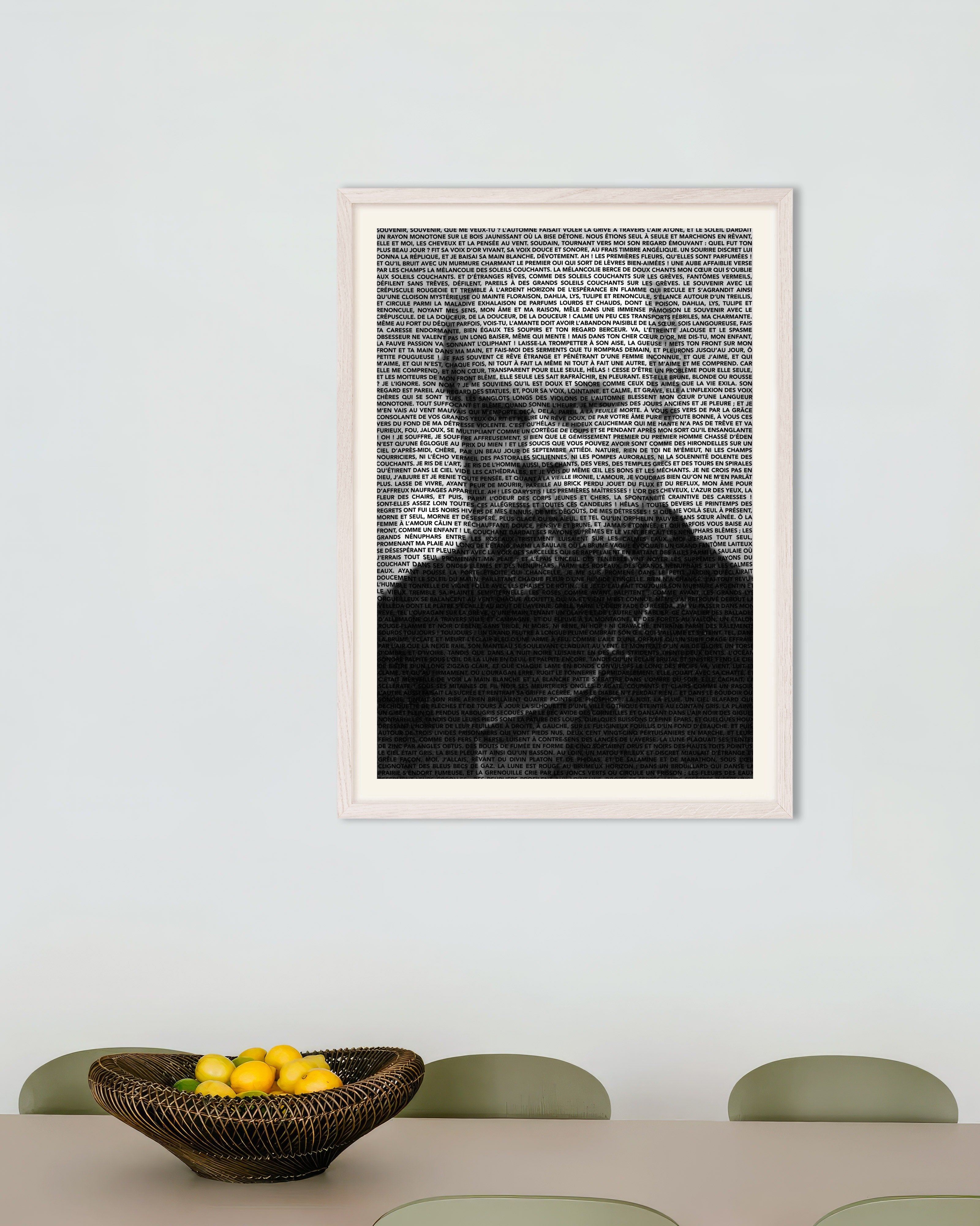Poster of Paul Verlaine - Poèmes Saturniens Typographic Portrait, with white wooden frame