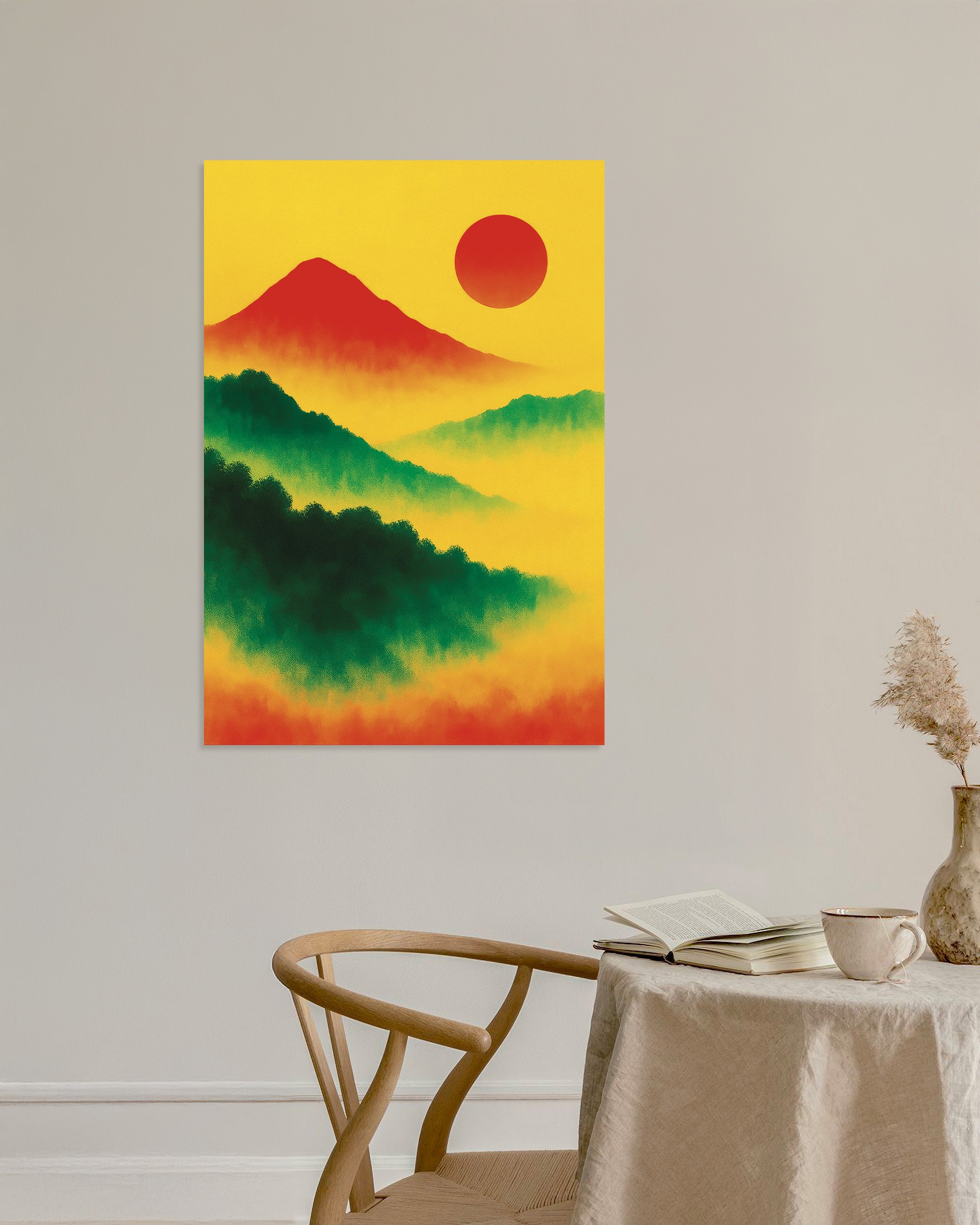Poster of Red sun landscape art print