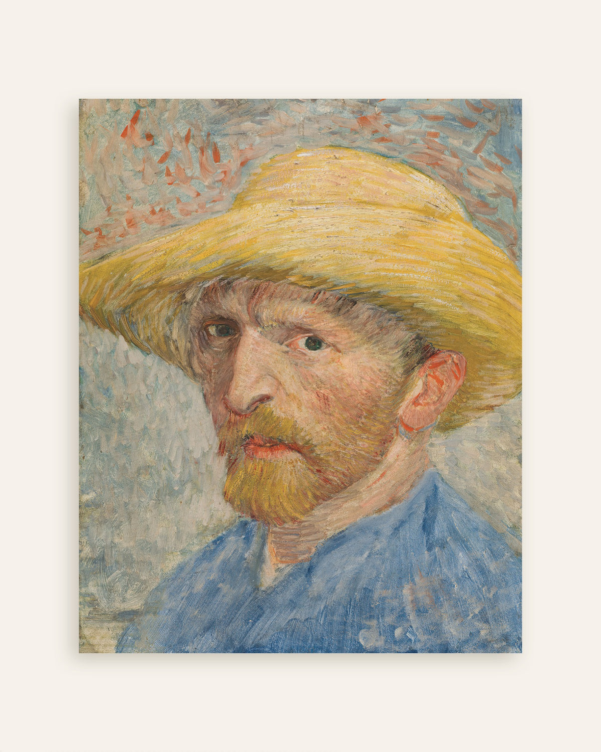 フィンセント・ファン・ゴッホ作「麦わら帽子と青い作業着を着た自画像（1887年）」のポスターのサムネイル
