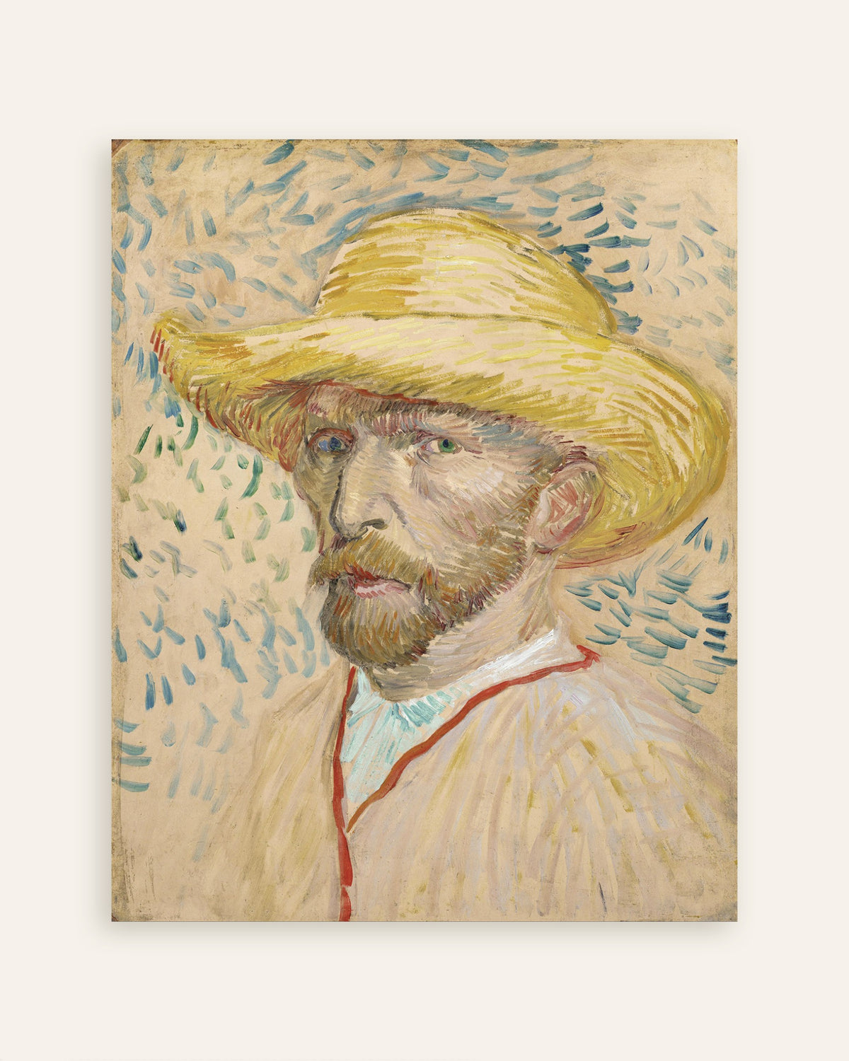 「麦わら帽子と画家の上着を着た自画像（1887年）、フィンセント・ファン・ゴッホによる作品」のポスターのサムネイル
