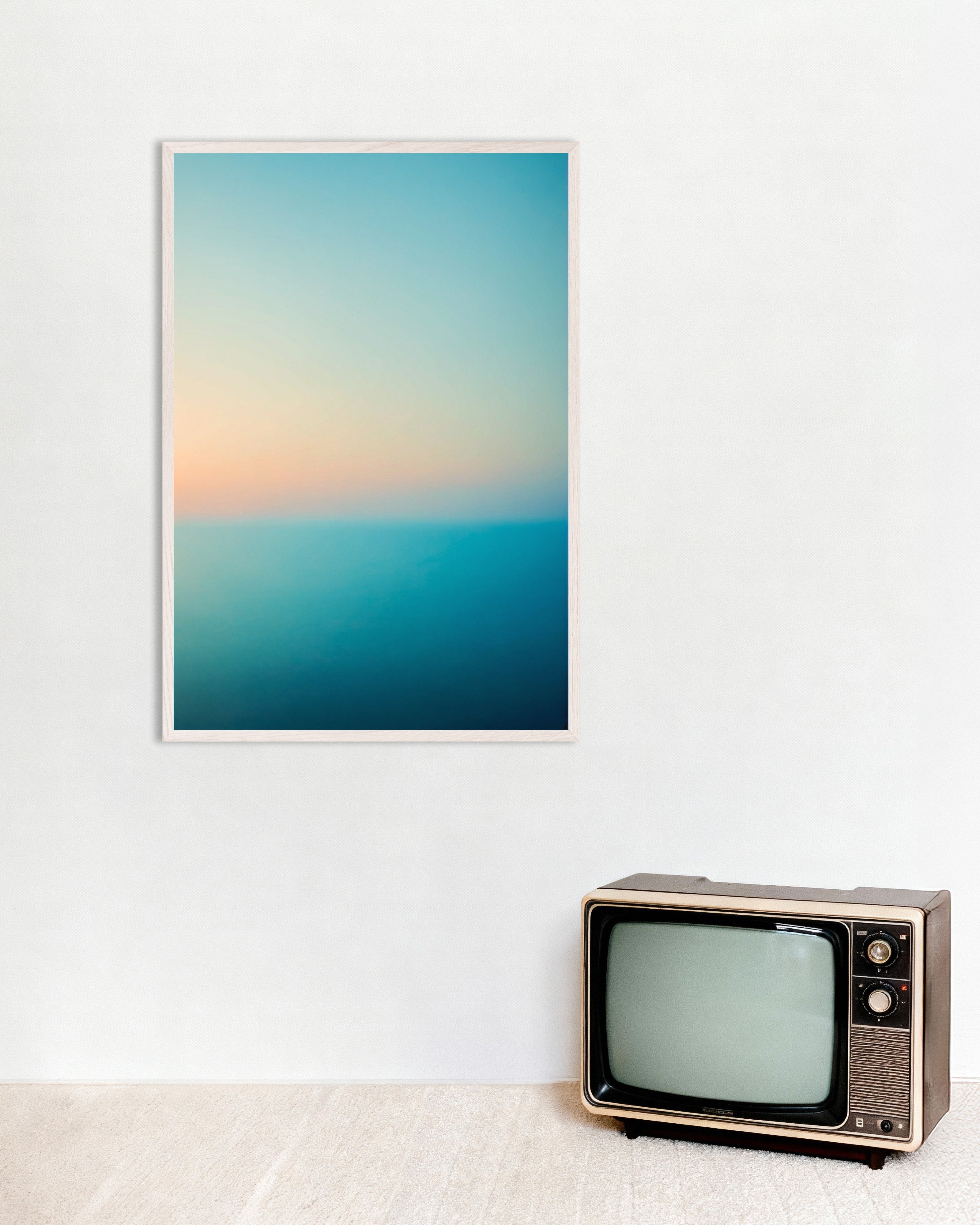 Poster of Soothing Abstract Blue Gradients, Ocean - Poster, with white wooden frame