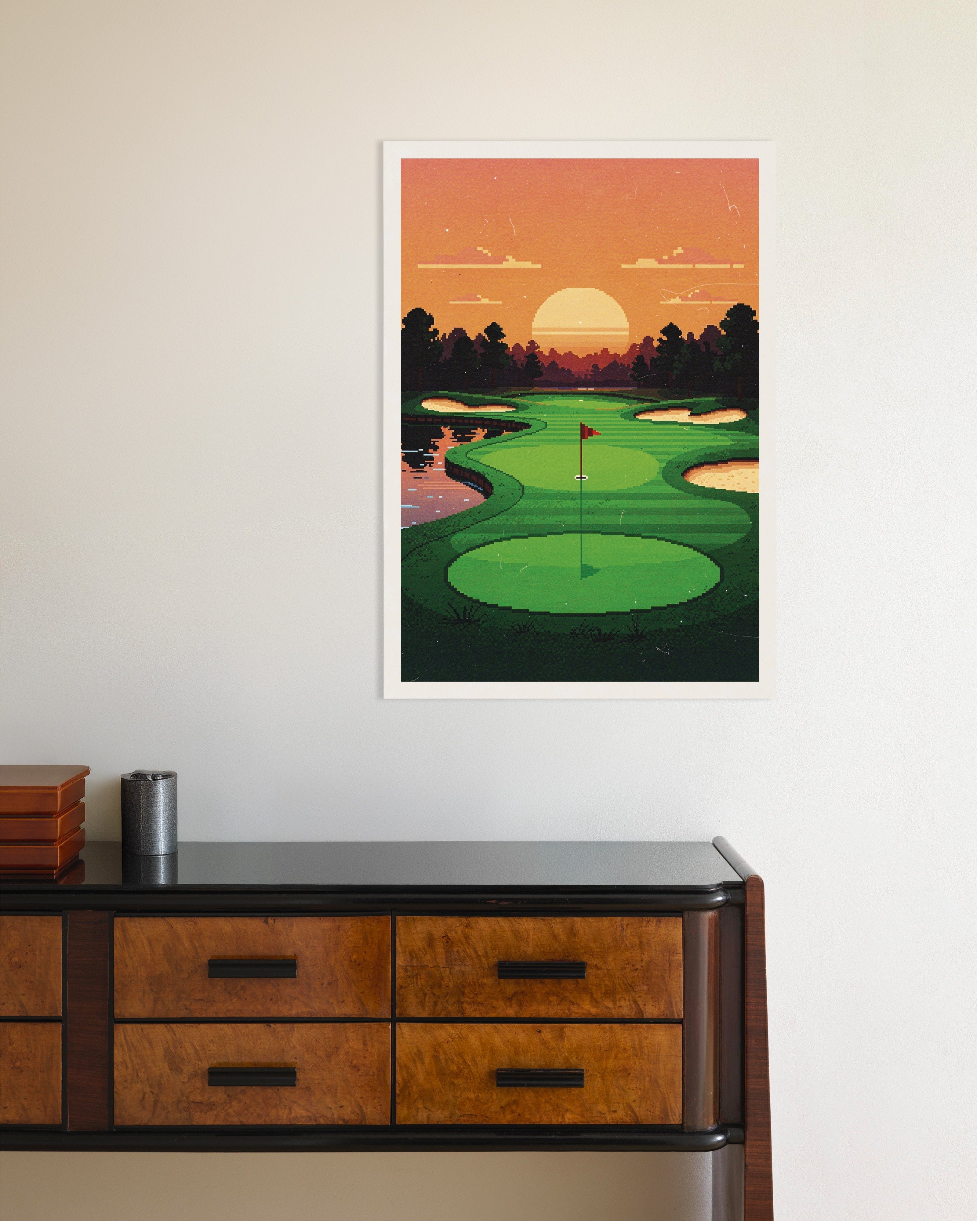 Poster of Sunset Fairway - Pixel Art Golf Poster