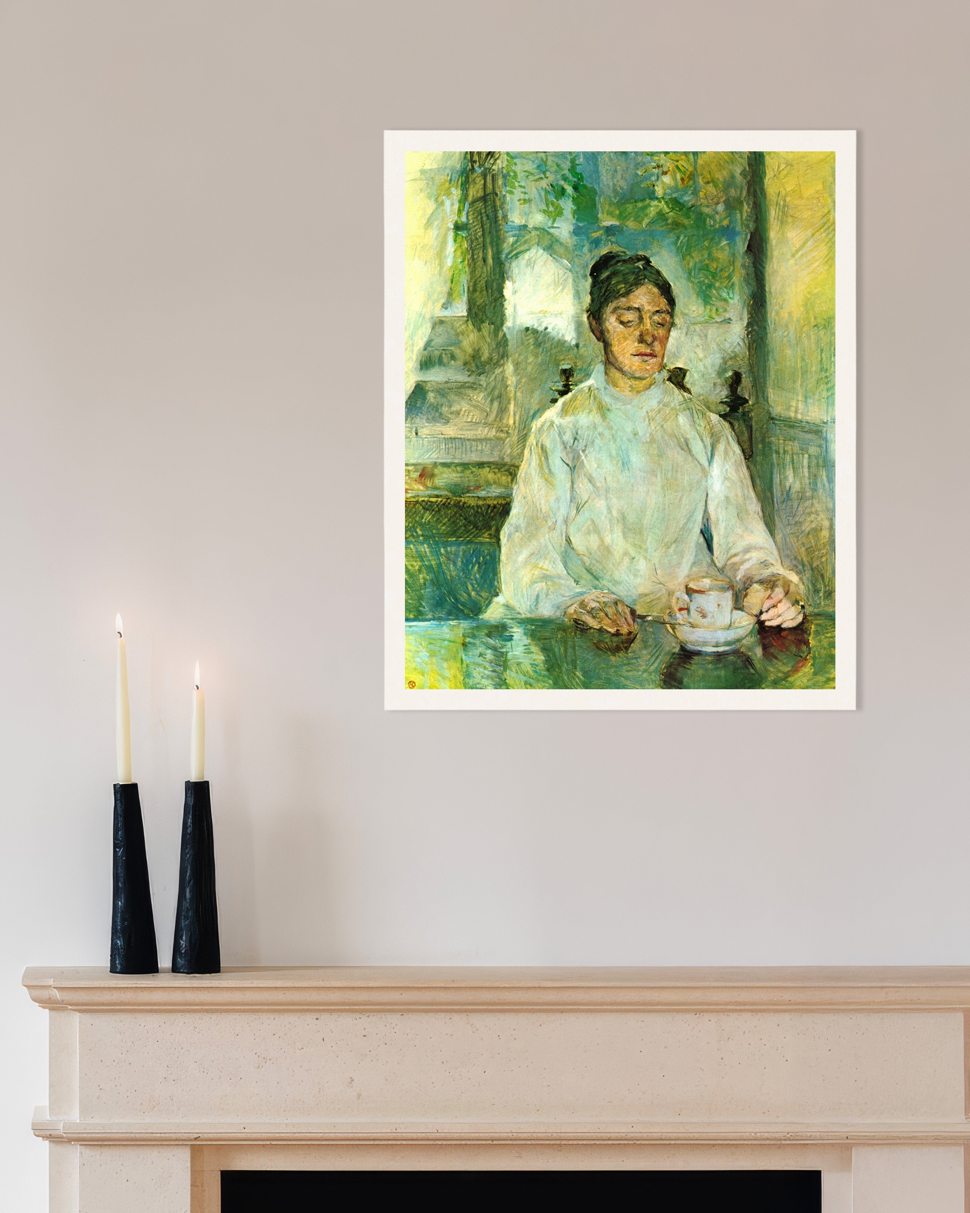ロートレックによる朝食中の画家の母親 | Posterscape.jp