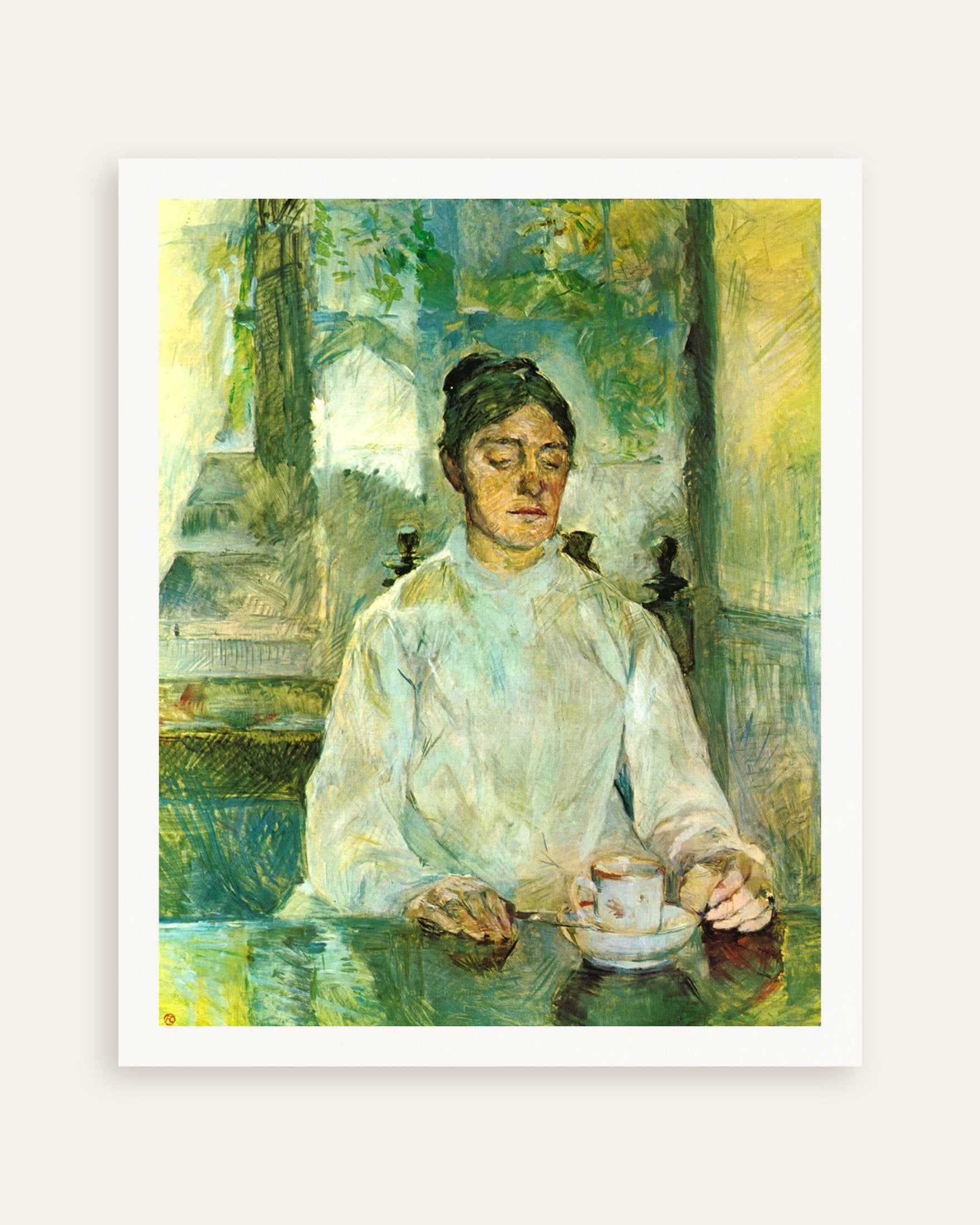 ロートレックによる朝食中の画家の母親 | Posterscape.jp