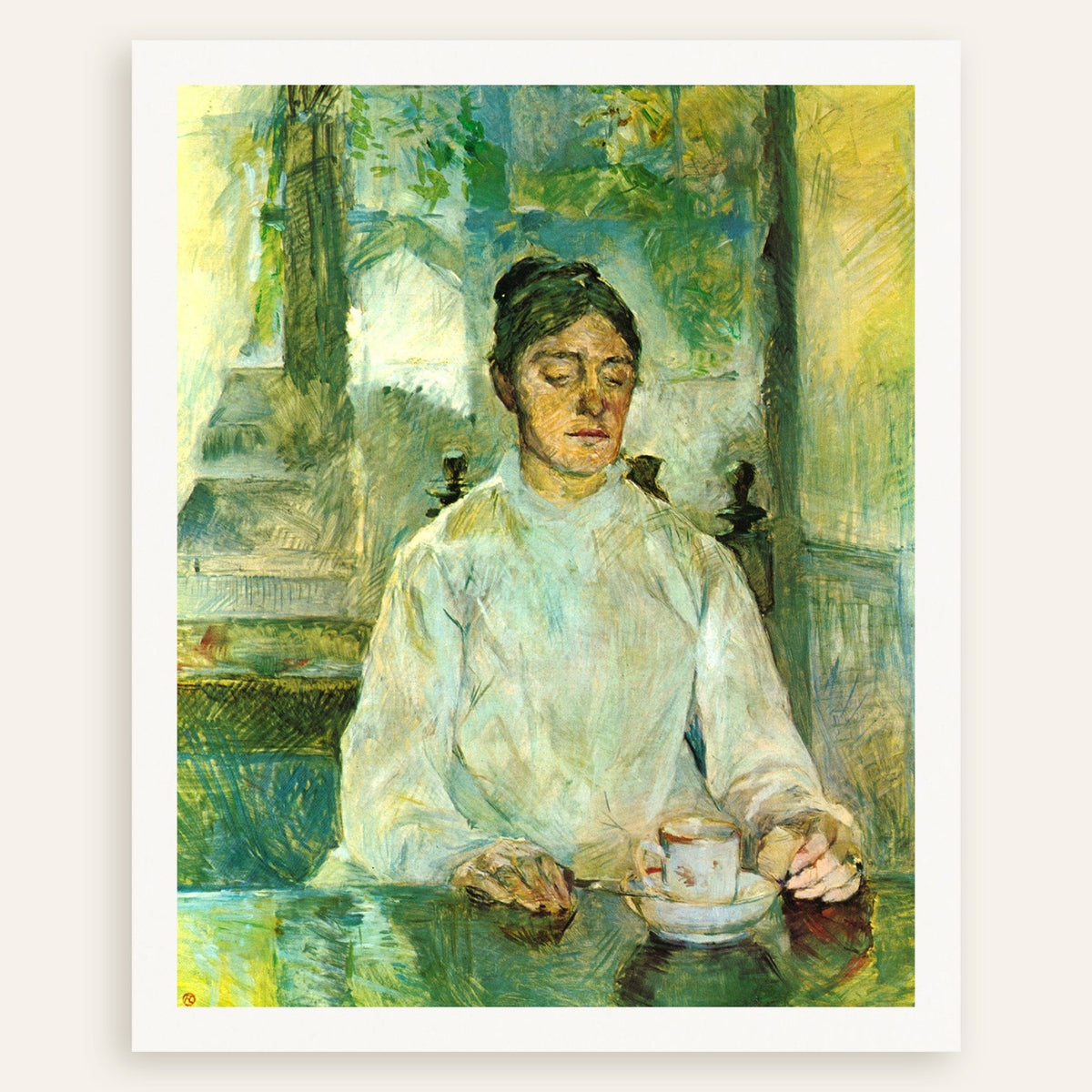 ロートレックによる朝食中の画家の母親 | Posterscape.jp