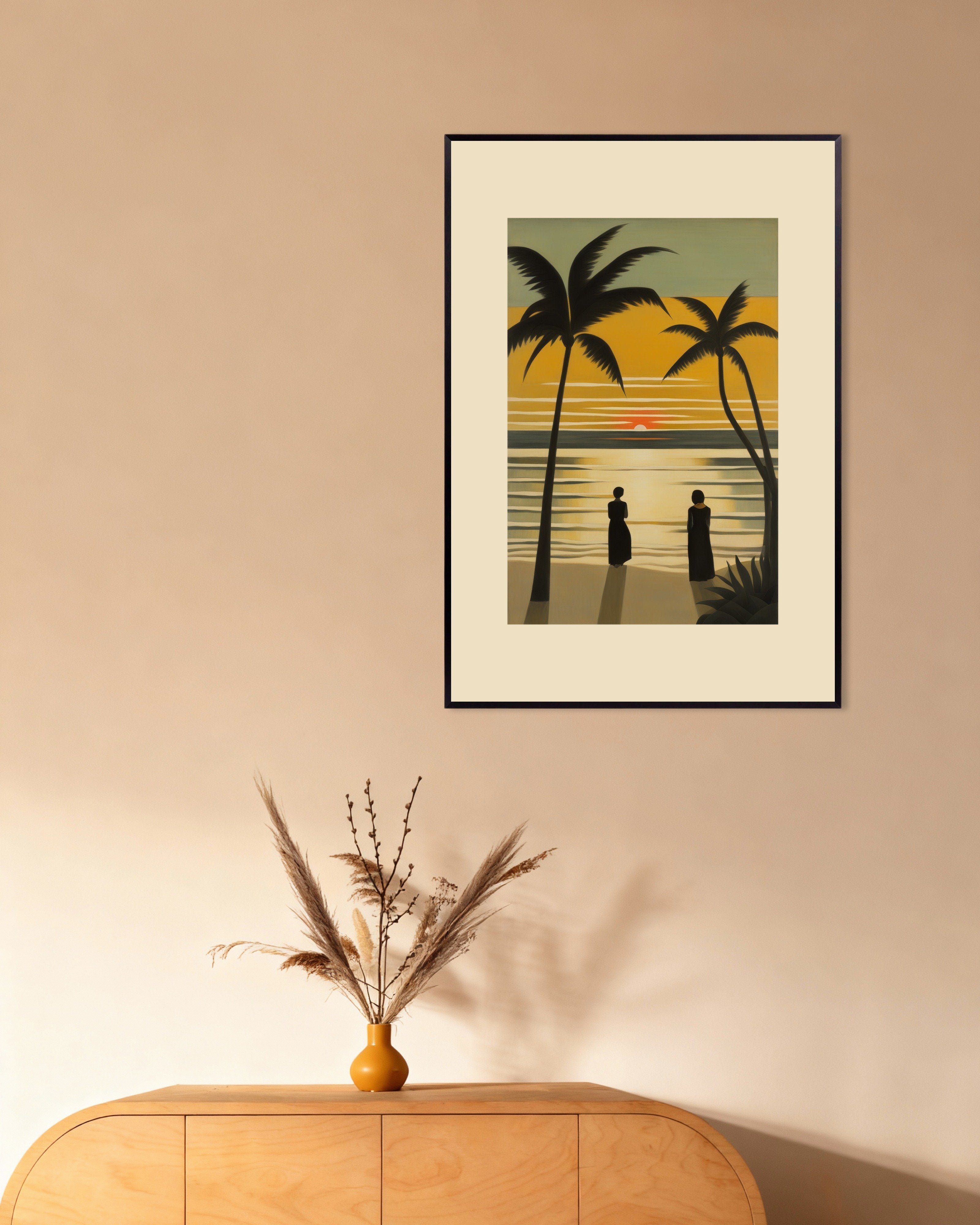 Poster of The world falls asleep in a warm light, Baudelaire, no text, with metal frame