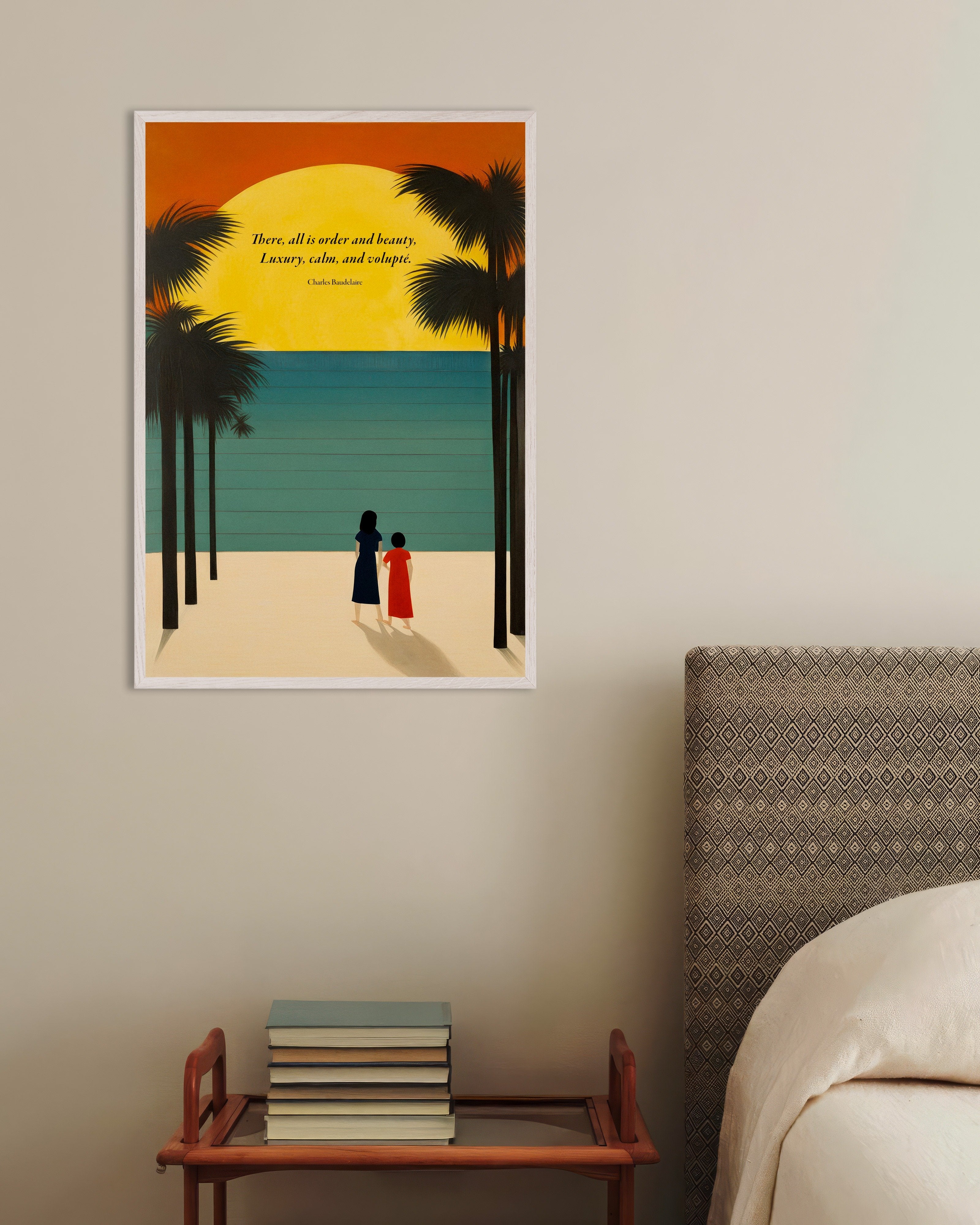 Poster of There, all is order and beauty, luxury, calm, and volupté - Baudelaire - Poster, with white wooden frame