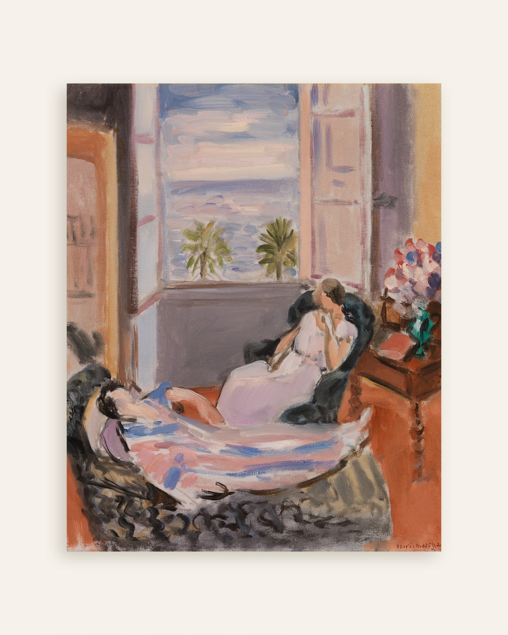 Poster of Interior with two figures, open window (1921-1922) by Henri Matisse, thumbnail