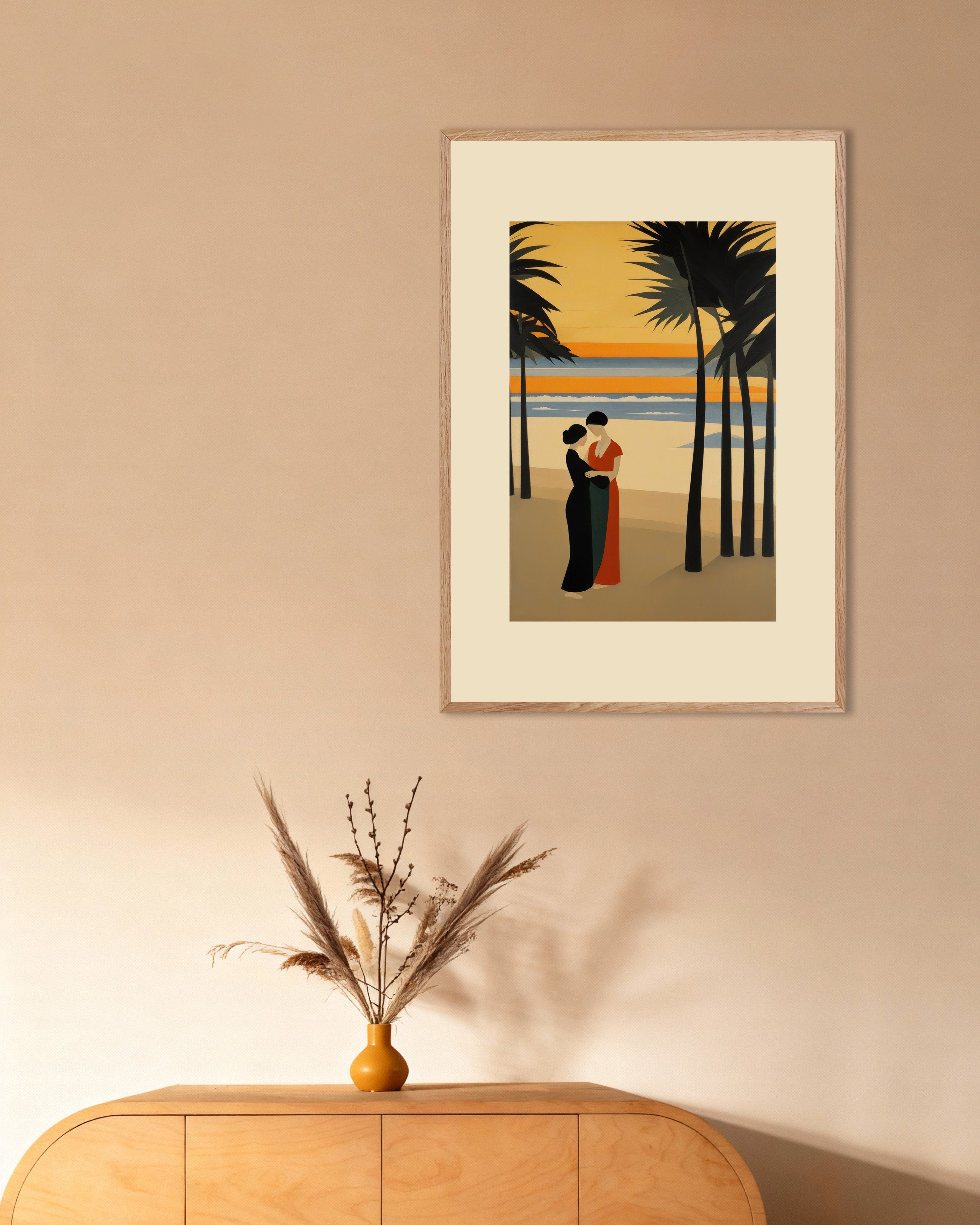 Poster of To love at leisure, Baudelaire, no text, with natural wooden frame